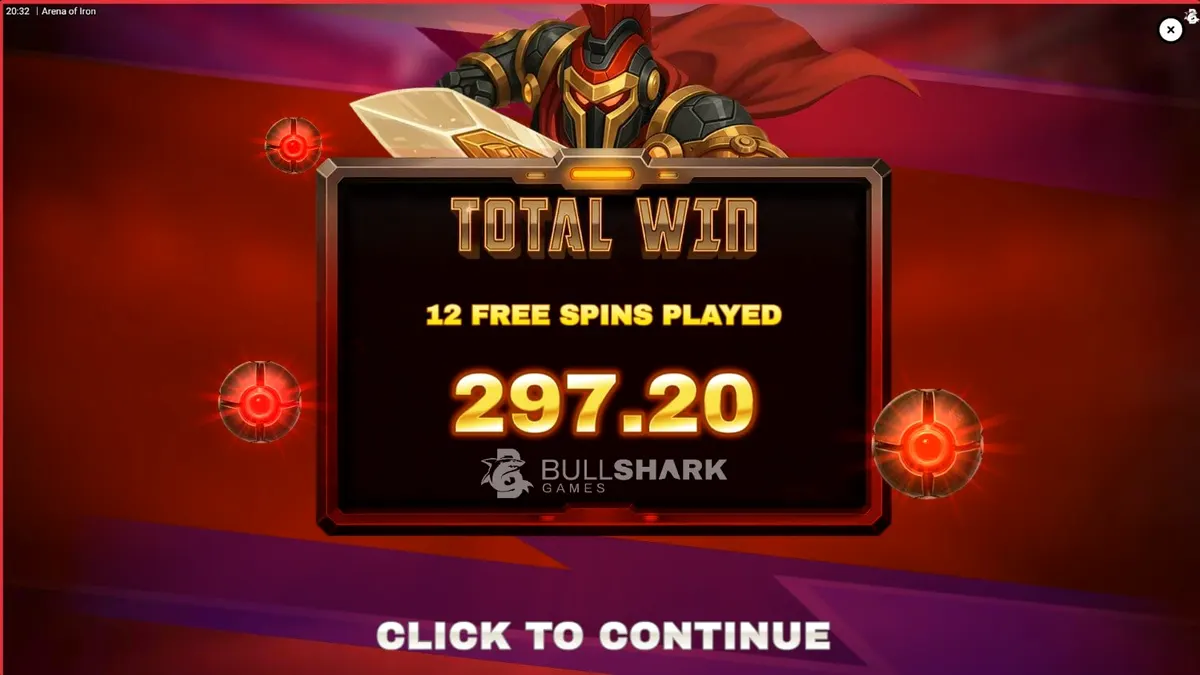 Arena of Iron slot machine interface featuring robotic gladiator theme